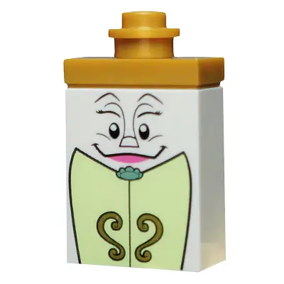  Wardrobe - Printed Brick 1 x 2 x 2, Pearl Gold Top