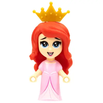  Ariel, Human (Light Nougat) - Micro Doll, Bright Pink Long Dress, Pearl Gold Tiara