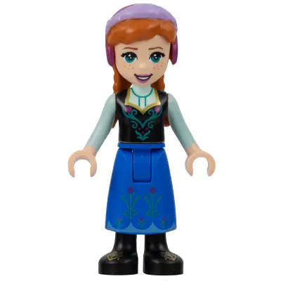  Anna - Blue Skirt, Black Boots and Black Top, Light Aqua Sleeves, Wide Smile