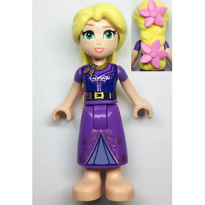  Rapunzel - Mini Doll, 2 Bright Pink Flowers, Dark Purple Vest Closed