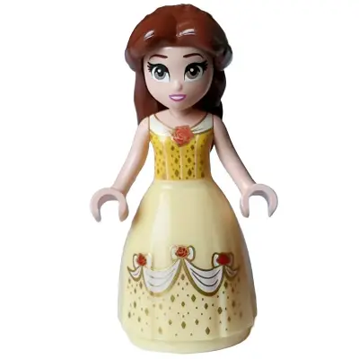  Belle - Dress with Red Roses, no Sleeves, Dark Pink Lips, Open Mouth, Long Eyelashes