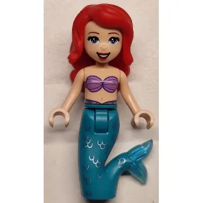  Ariel, Mermaid (Light Nougat) - Medium Lavender Shell Bra Top, Dark Turquoise Tail, Medium Blue Eyes