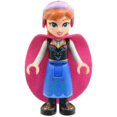  Anna - Blue Skirt, Black Boots and Black Top, Light Aqua Sleeves, Magenta Cape