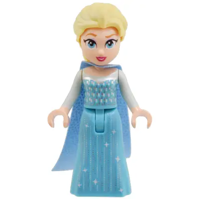  Elsa - Medium Azure Skirt, Medium Blue Long Narrow Glitter Cape, Open Mouth