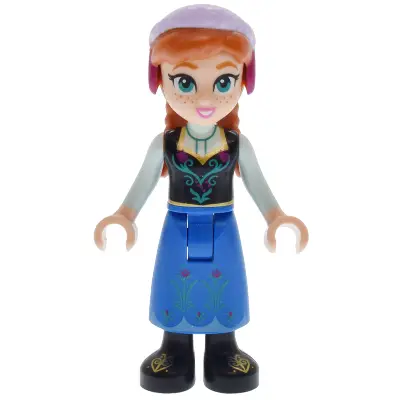  Anna - Blue Skirt, Black Boots and Black Top, Light Aqua Sleeves, Narrow Smile