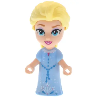  Elsa - Micro Doll, Bright Light Blue Dress with Beaded Belt, Open Mouth Smile