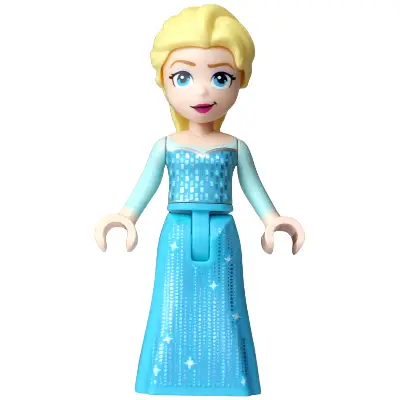  Elsa - Medium Azure Dress, Medium Blue Long Narrow Glitter Cape, Smirk Narrow