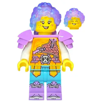  Izzie (Isabel Christina Garcia) - Bright Light Orange Robe, Medium Lavender Shoulder Pads