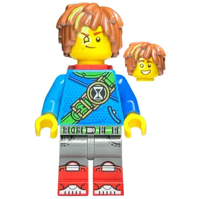  Mateo - Dark Azure Robe, Red Backpack