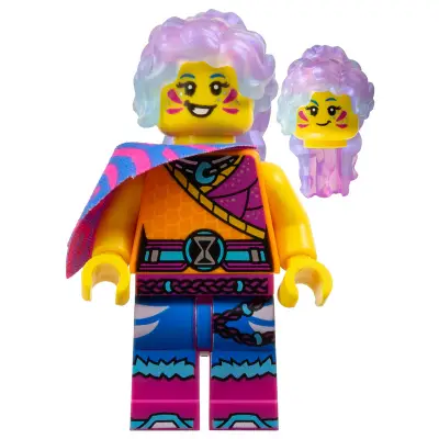  Izzie (Isabel Christina Garcia) - Orange and Magenta Tunic, Shoulder Cape with Blue Tribal Stripes