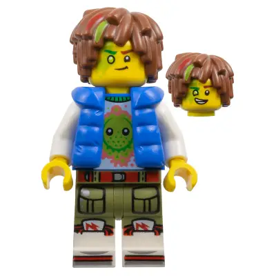  Mateo - Z-Blob Shirt, Blue Puffer Vest, Hair with Lime and Red Streaks