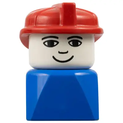  Duplo 2 x 2 x 2 Figure Brick Early, Male on Blue Base, Red Hat (Firefighter)