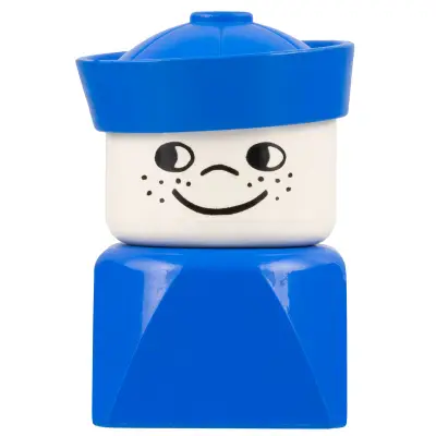  Duplo 2 x 2 x 2 Figure Brick Early, Male on Blue Base, Blue Sailor Hat, Freckles