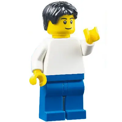  Plain White Torso, Blue Legs, Black Tousled Hair, Black Eyebrows