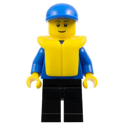  Boat Worker - Plain Blue Torso, Black Legs, Blue Cap, Life Jacket