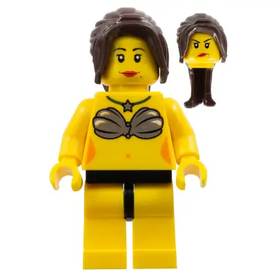  Windsurfer - Female, Shell Bra, Black Hips, Long Dark Brown Hair