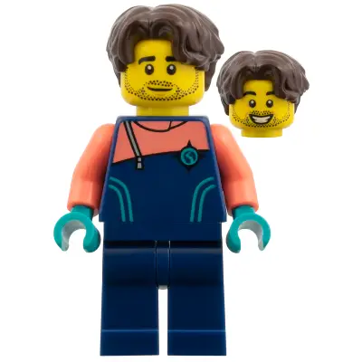  Arctic Photographer - Dark Blue Jacket and Legs, Coral Sleeves, Dark Brown Hair