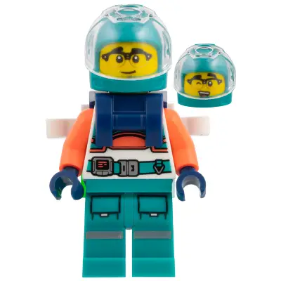  Astronaut - Dark Turquoise Helmet and Legs, Coral Arms, Dark Blue Backpack