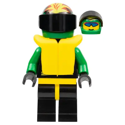  Extreme Team - Green, Black Legs with Yellow Hips, Green Flame Helmet, Life Jacket