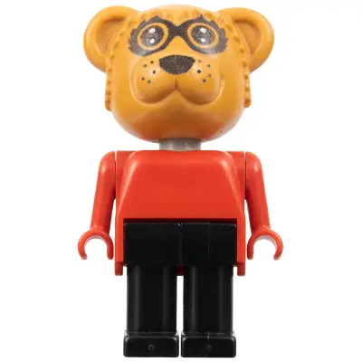  Fabuland Bear - Roger Raccoon, Black Legs, Red Top, Small Eyes Mask