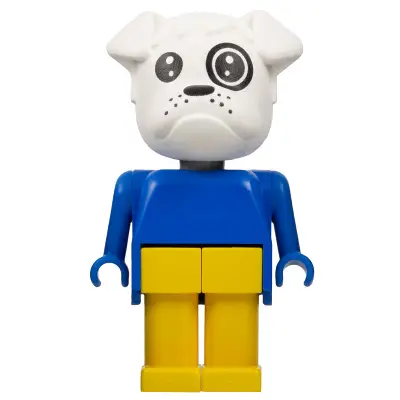  Fabuland Bulldog - Boris Bulldog (Postman), White Head, Blue Top