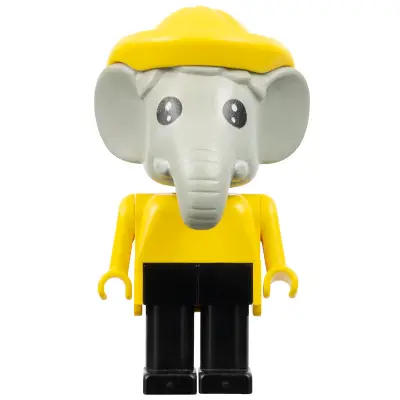  Fabuland Elephant - Edward Elephant, Black Legs, Yellow Raincoat and Hat, Black Eyes