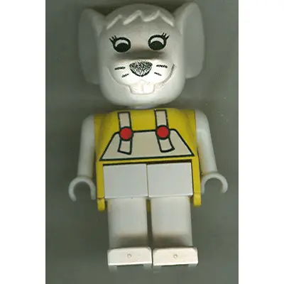  Fabuland Mouse - Marjorie Mouse, White Head and Legs / Overalls, Yellow Top
