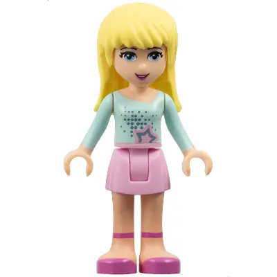  Friends Stephanie - Bright Pink Skirt, Light Aqua Long Sleeve Top