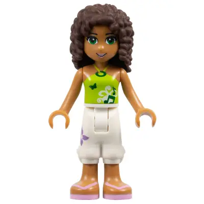  Friends Andrea - White Cropped Trousers, Lime Halter Neck Top