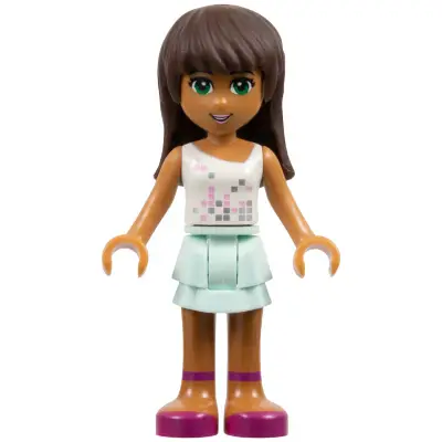  Friends Sarah - Light Aqua Layered Skirt, White Top