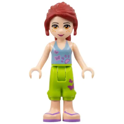  Friends Mia - Medium Blue Top with 2 Butterflies, Lime Cropped Trousers