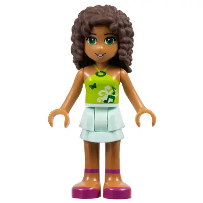  Friends Andrea - Light Aqua Layered Skirt, Lime Halter Neck Top