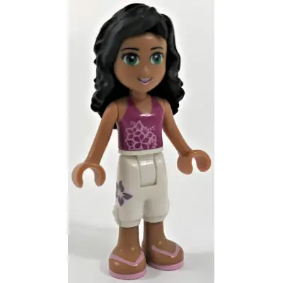  Friends Ella - Magenta Halter Top with Flowers, White Cropped Trousers, Bright Pink Sandals