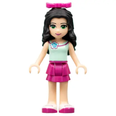  Friends Emma - Magenta Layered Skirt, Light Aqua Top with Flower, Bow