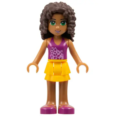  Friends Andrea - Bright Light Orange Layered Skirt, Magenta Top