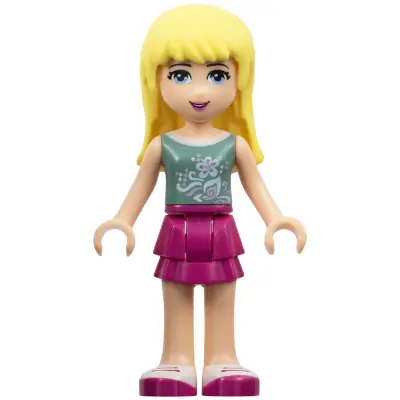  Friends Stephanie - Magenta Layered Skirt, Sand Green Top