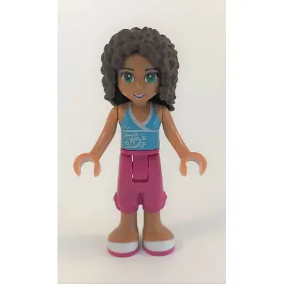  Friends Andrea - Magenta Cropped Trousers, Medium Azure Top with White Trim