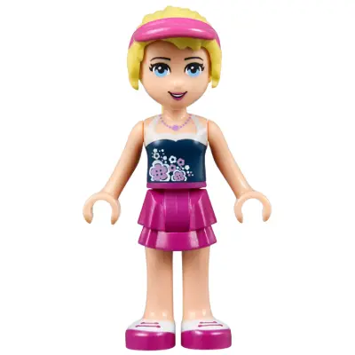  Friends Stephanie - Magenta Layered Skirt, Dark Blue Top, Hair with Visor