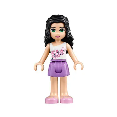  Friends Emma - Medium Lavender Skirt, White Top with Pink Flowers