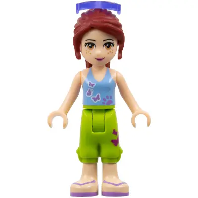  Friends Mia - Lime Cropped Trousers, Medium Blue Top with 3 Butterflies, Sunglasses