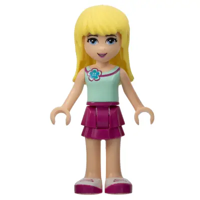  Friends Stephanie - Magenta Layered Skirt, Light Aqua Top with Flower