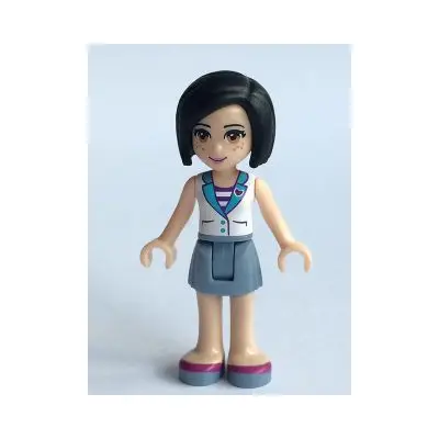  Friends Sandra - Sand Blue Skirt, White Vest over Striped Shirt