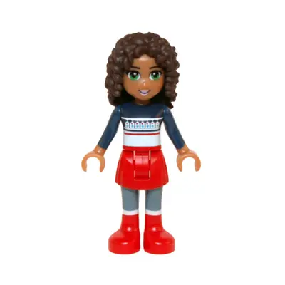  Friends Andrea - Red Skirt and Boots, Dark Blue Sweater Top