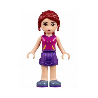  Friends Mia - Dark Purple Shorts, Magenta Top with Orange and Dark Purple Stripes