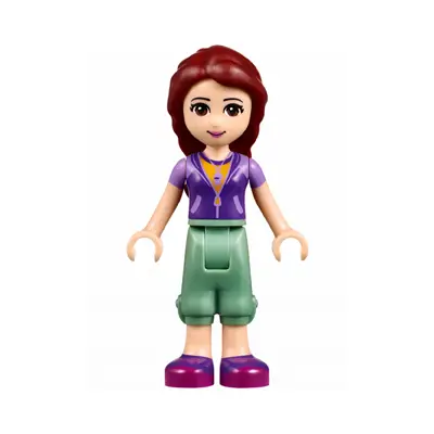  Friends Joy - Sand Green Cropped Trousers, Lavender and Dark Purple Vest Top over Bright Light Orange Shirt