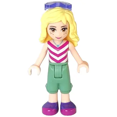  Friends Naya - Sand Green Cropped Trousers, Magenta and White V-Striped Top, Sunglasses