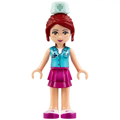  Friends Mia - Magenta Layered Skirt, Medium Azure Top with Cross Logo and Nurse Hat