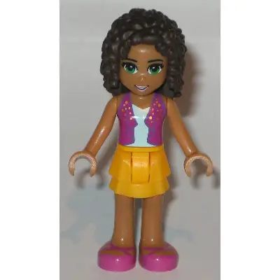  Friends Andrea - Bright Light Orange Layered Skirt, Magenta Vest Top