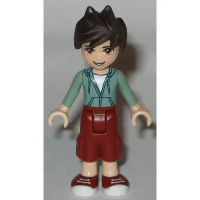  Friends Noah - Dark Red Cropped Trousers Large Pockets, Sand Green Hooded Top