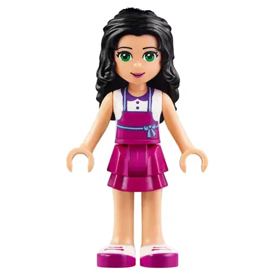  Friends Emma - Magenta Layered Skirt, White Top with Magenta Apron